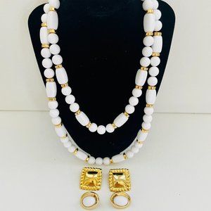 Bundle ALL Napier sign white lucite and gold tone necklace, GP USA Earrings